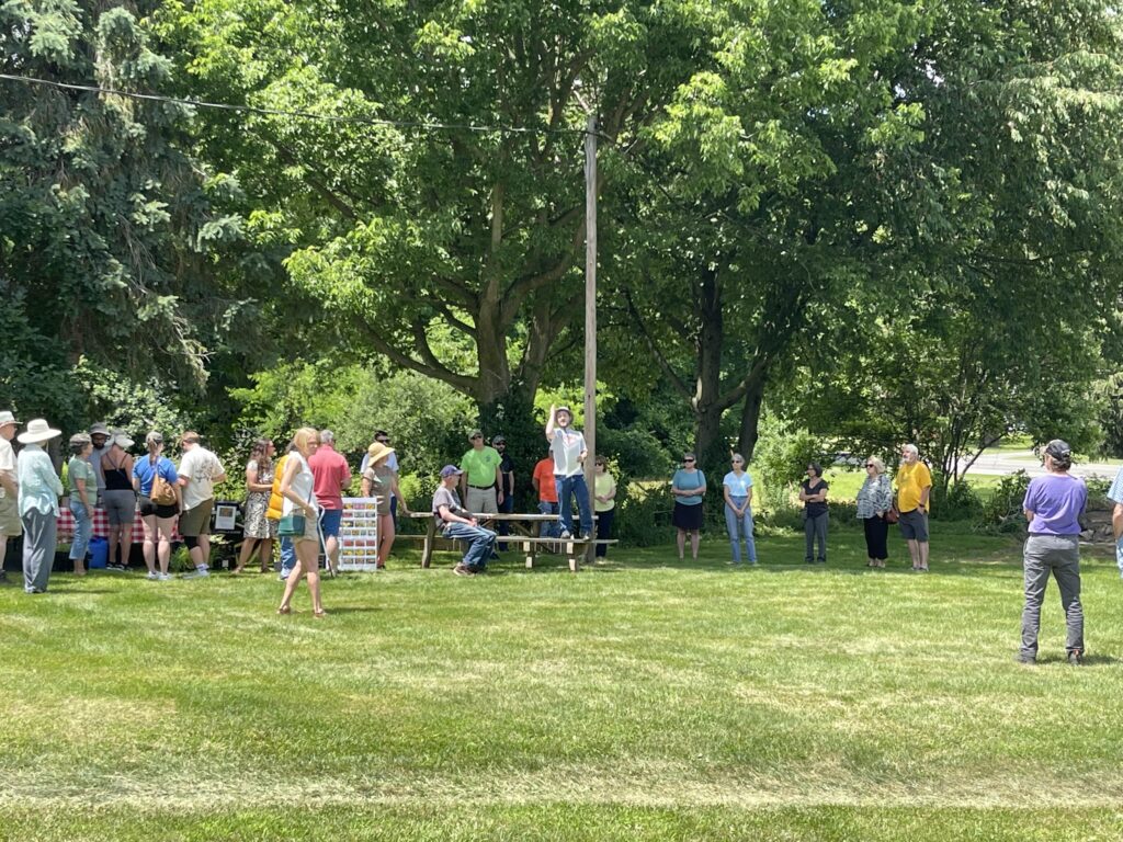 A group of visitors at Brookside.